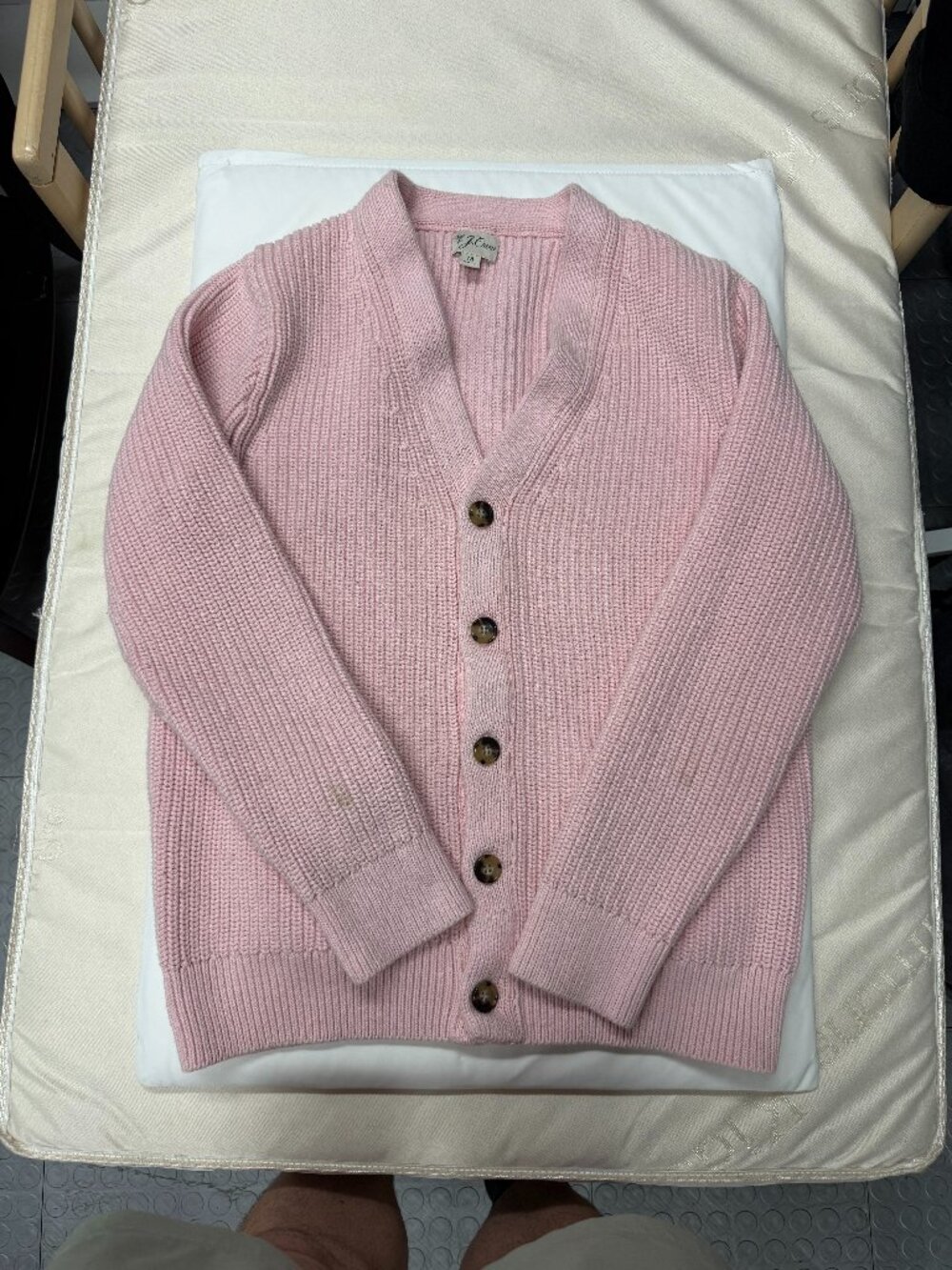 J. Crew Pink Textured Knit Cotton Cardigan Sweater Mens Sz M